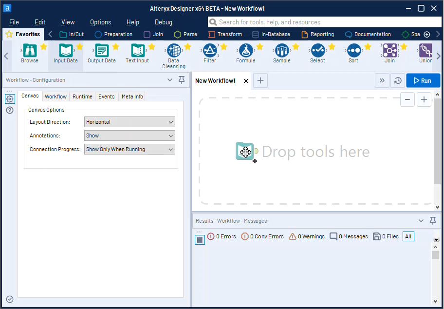 An Alteryx window with a workflow